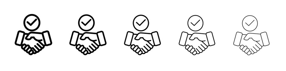 Fototapeta premium Business agreement handshake icon thin line outline set or collection