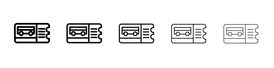 Bus ticket icon thin line outline set or collection