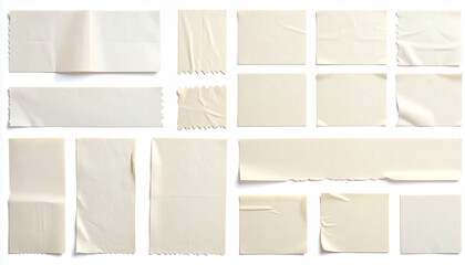 ちぎれた布テープ断片のコラージュ風デザイン素材（マット質感・白背景） – Torn Fabric Tape Piece for Collage Design on White Background