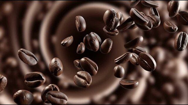 Coffee Bean Vortex: A swirling cascade of rich, aromatic coffee beans in motion.