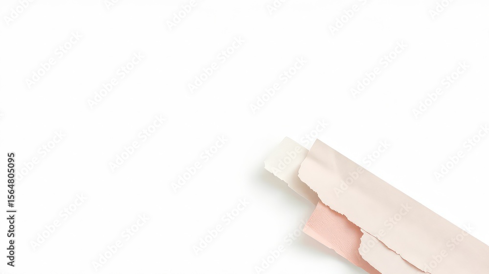 Poster soft pastel paper scraps elegantly arranged on a clean backdrop, ideal for adding a touch of texture