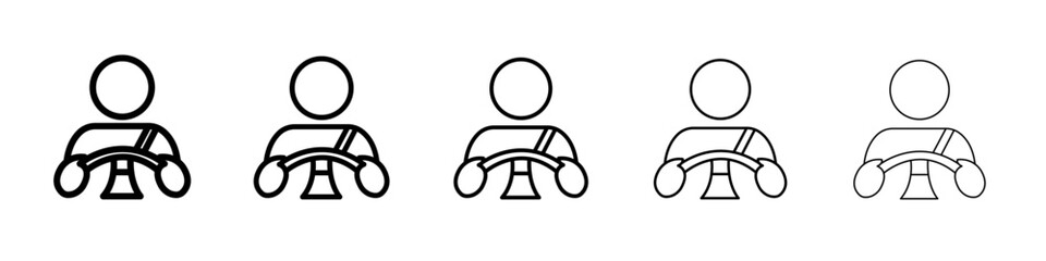 Car driver icon thin line outline set or collection