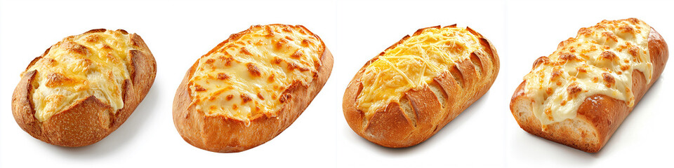 Cheese bread loaf with melted cheese on top and a soft