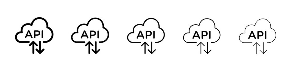 Cloud API icon thin line outline set or collection