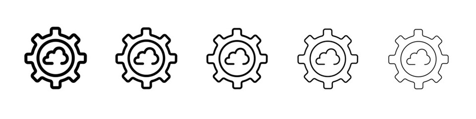 Cloud data setting icon thin line outline set or collection