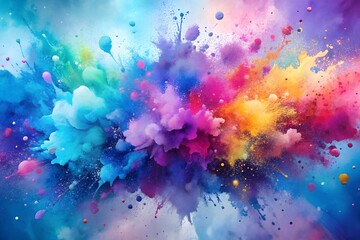 Rainbow watercolor background with a blend of soft colors, smooth transitions, artistic paint strokes.