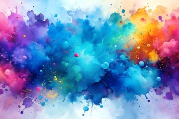Rainbow watercolor background with a blend of soft colors, smooth transitions, artistic paint strokes.