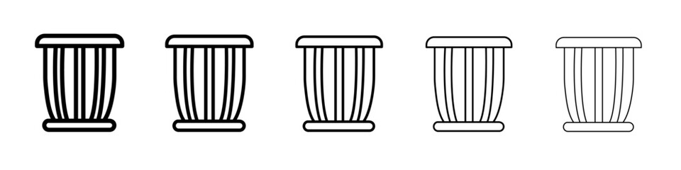 Conga drum icon thin line outline set or collection