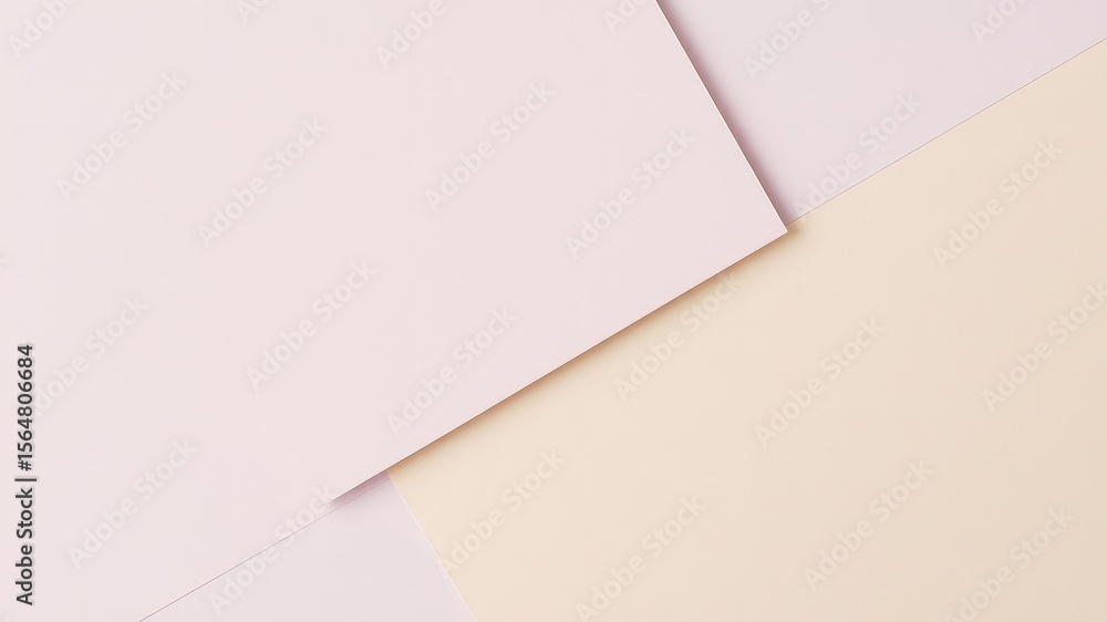 Poster minimalist arrangement of pastel papers creating a soft, layered background with overlapping shapes 