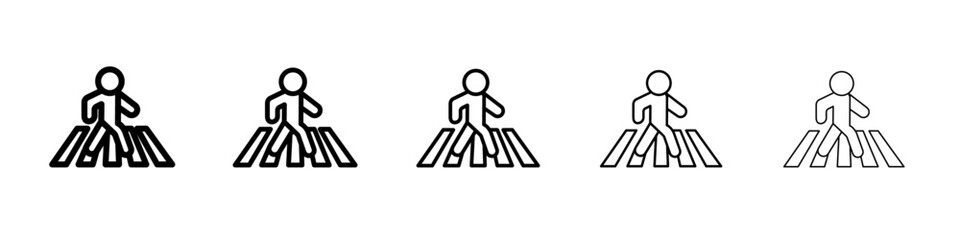 Crosswalk icon thin line outline set or collection