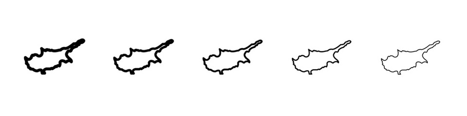 Cyprus map icon thin line outline set or collection