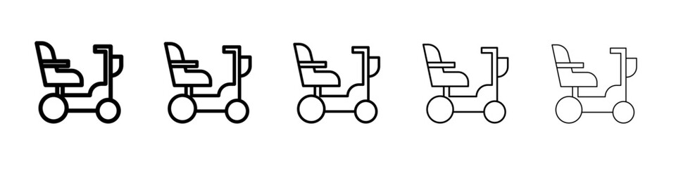 Electric wheelchair scooter icon thin line outline set or collection