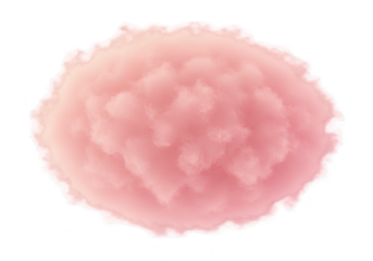 A closeup shot of a pink blob of smooth paste isolated on transparent background, resembling jelly or cosmetic cream, with a soft texture and abstract design