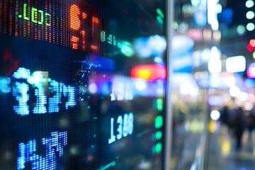 Asian stock exchange board with numbers flipping in real-time updates.