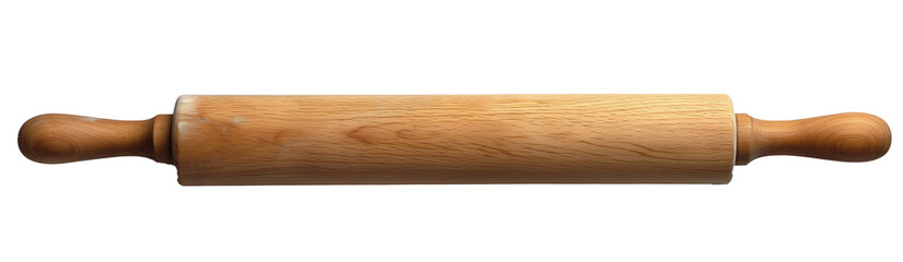 Wooden Rolling Pin Isolated on Transparent Background for Baking and Kitchen Use


