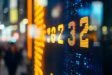 Asian stock exchange board displays rapidly flipping numbers, showcasing real-time financial market activity.