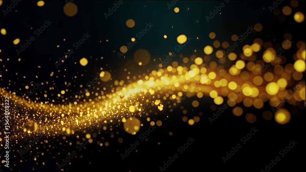 Poster golden light trails dance across a dark backdrop, creating a magical and ethereal visual effect.