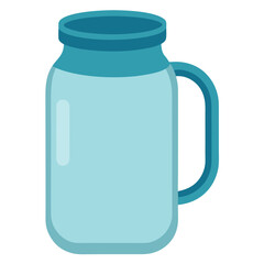 Empty glass jar with handle vector icon on white background.