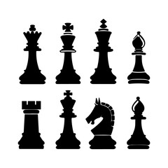 Chess Pieces Silhouette Clipart on White Background