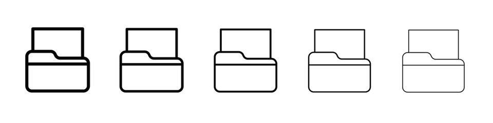 Folder icon thin line outline set or collection