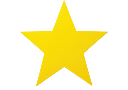 A bright yellow fivepointed star shape isolated on transparent background, perfect for various design applications