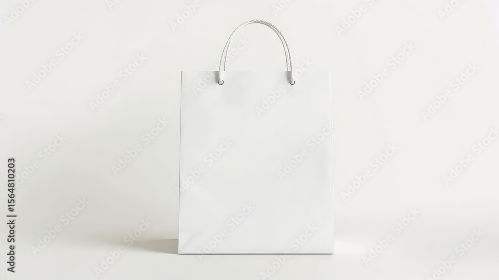 Poster elegant blank white paper shopping bag with twisted handles ready for branding and customization on 