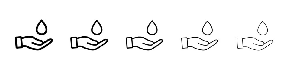 hand with blood drop icon thin line outline set or collection