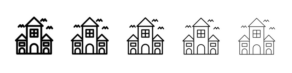 Haunted house icon thin line outline set or collection