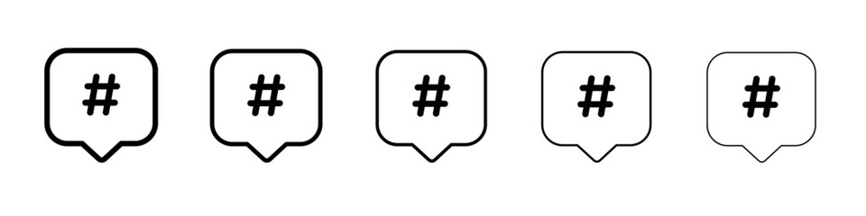 Hashtag icon thin line outline set or collection