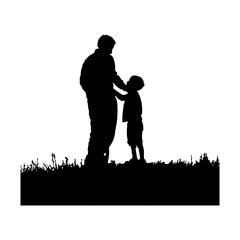 Dad with Boy Silhouette Clipart White Background