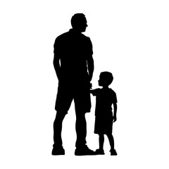Dad with Boy Silhouette Clipart White Background
