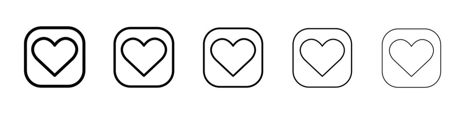 Heart icon thin line outline set or collection