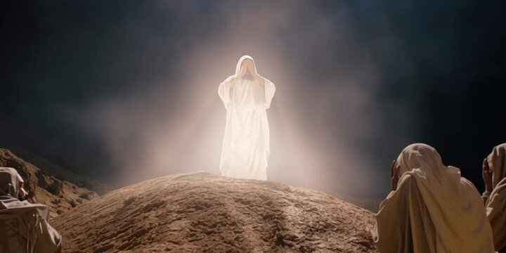  Transfiguration of Jesus Christ on Mount Tabor before the apostles. Gospel event