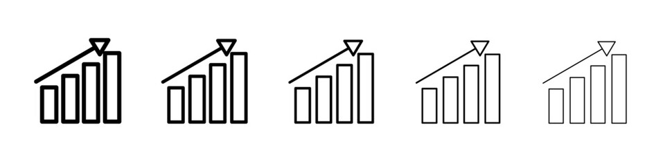 increase chart icon thin line outline set or collection