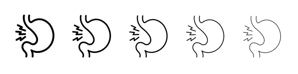 Indigestion icon thin line outline set or collection