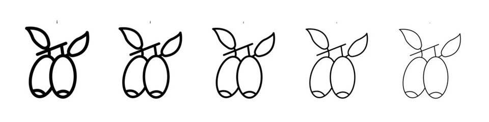 Jujube icon thin line outline set or collection
