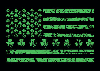 Irish Shamrock and American Flag Vector for Patriotic St Patrick's Day