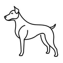 Black and white dog vector icon on white background.
