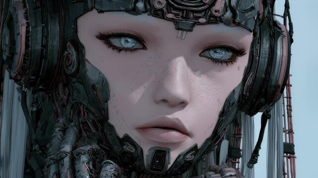 With expressive, piercing cybernetic eyes, the diplomat cyborg commands attention and empathy, their gaze capturing the subtleties of every conversation.