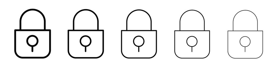 Lock icon thin line outline set or collection