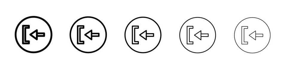 Logout exit icon thin line outline set or collection