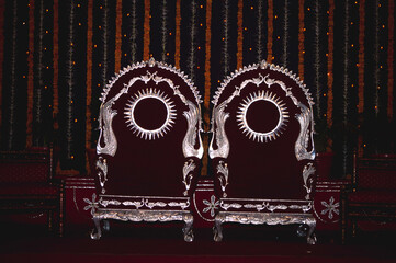 Fototapeta premium indian wedding chairs bride bridegroom india 