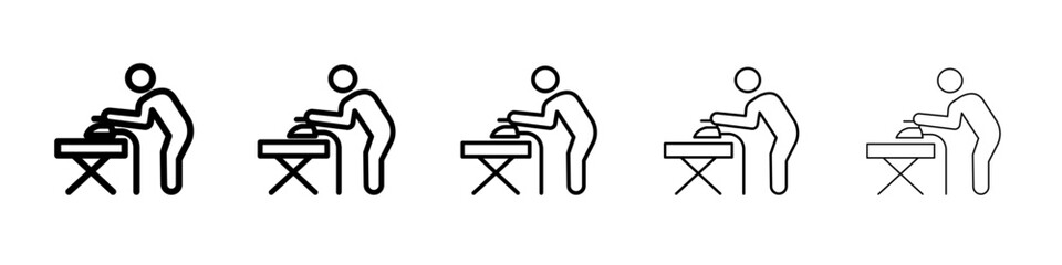 Man iron clothes icon thin line outline set or collection