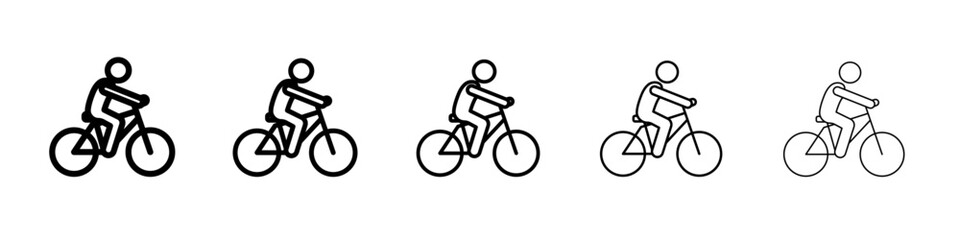 Obraz premium Man on bicycle icon thin line outline set or collection