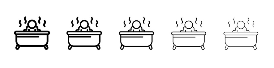 Man relaxing in jacuzzi icon thin line outline set or collection