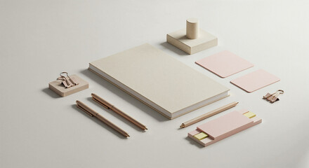 Minimalist Beige and Rose Gold Stationery Mockup