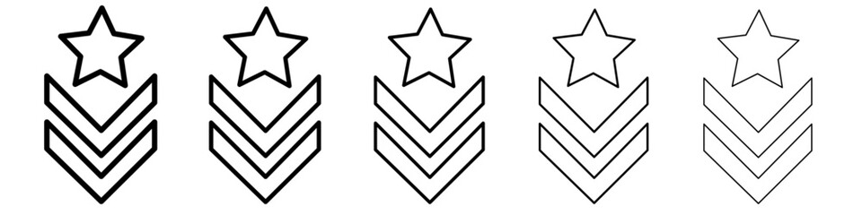 Military Rank icon thin line outline set or collection