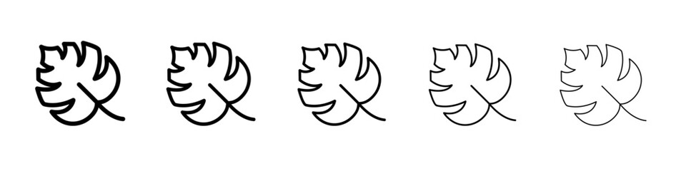 Monstera leaves icon thin line outline set or collection