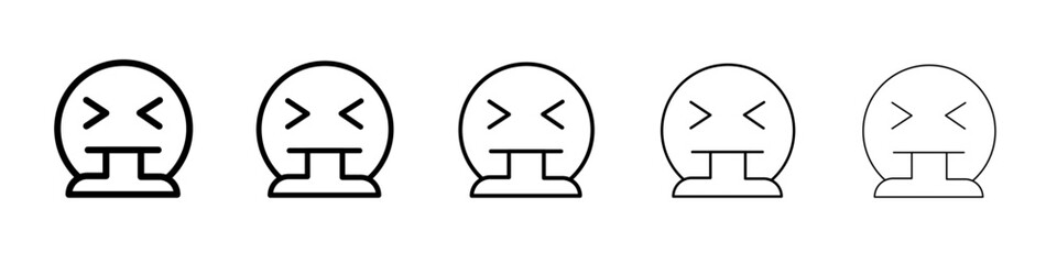 Nauseated emoji icon thin line outline set or collection