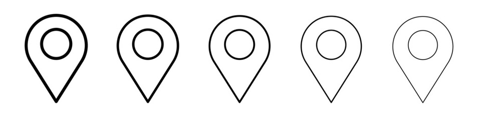 Navigation pin icon thin line outline set or collection